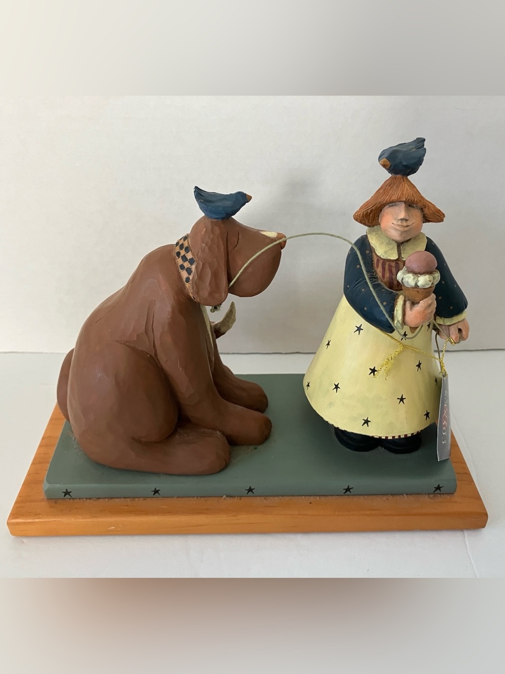 Williraye Studios Folk Art Girl and Dog Figurine